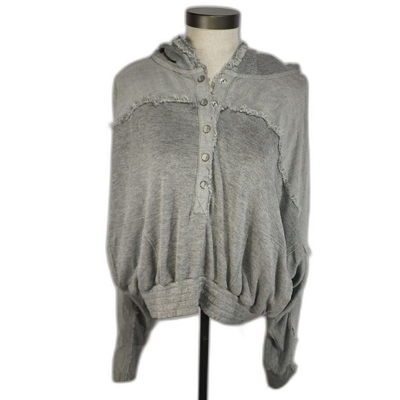 Free People Movement Grey Hooded Sweatshirt Size Large - Picture 1 of 9
